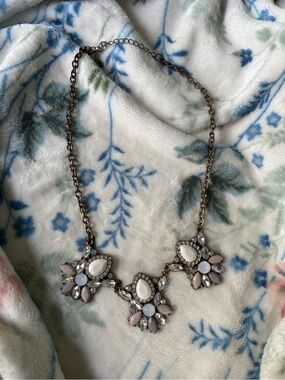 Statement Floral Cluster Necklace in Pale Pink and Ivory